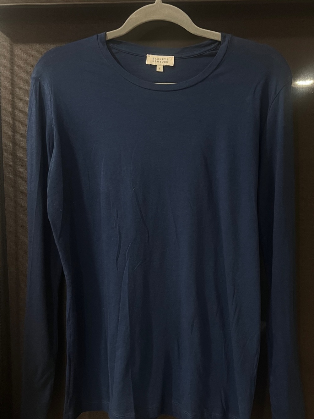 Barneys New York Navy Long-Sleeve Crew Tee